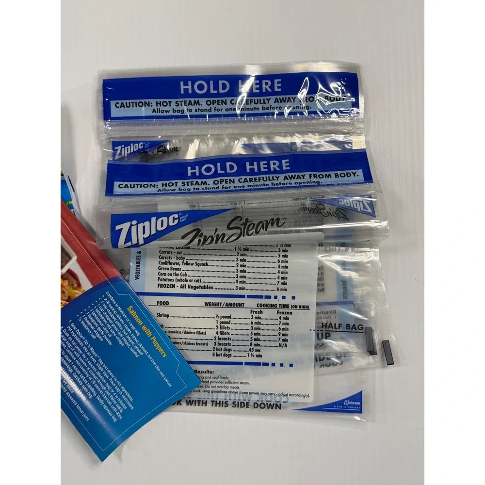 Ziploc‎ Zip n Steam Microwave Cooking Bags Blue Medium 5 Count Healthy Meals